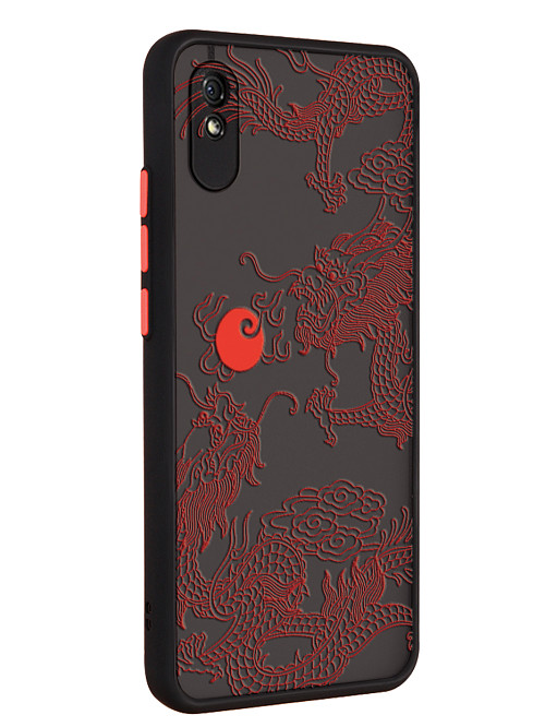 Противоударный чехол для Xiaomi Redmi 9A "Красный японский дракон"