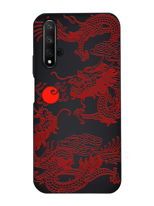 Силиконовый чехол для Huawei Nova 5T Красный японский дракон