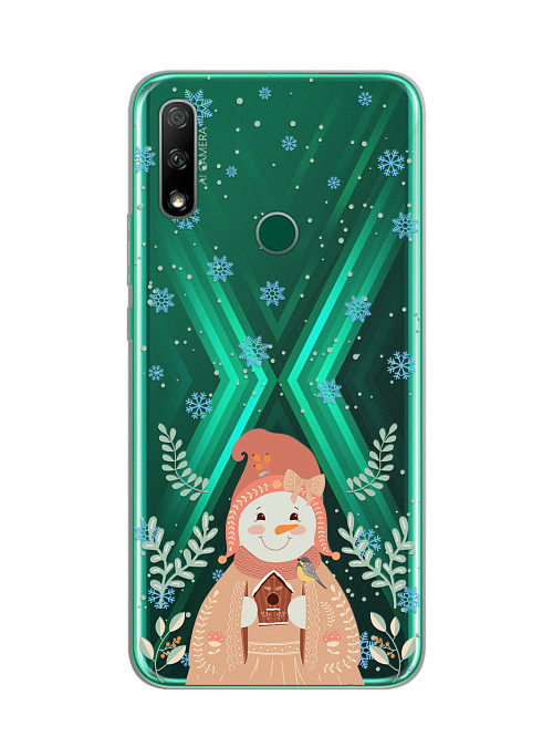 Силиконовый чехол для Huawei Y9 Prime (2019) "Снеговик в шапке"