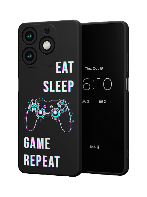 Силиконовый чехол для Tecno Spark 10 Pro "Eat Sleep Game repeat"