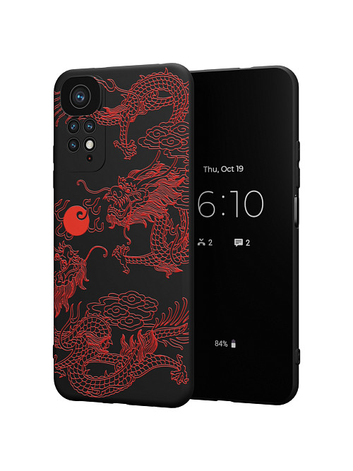 Силиконовый чехол для Xiaomi Redmi Note 11S (4G) "Красный японский дракон"