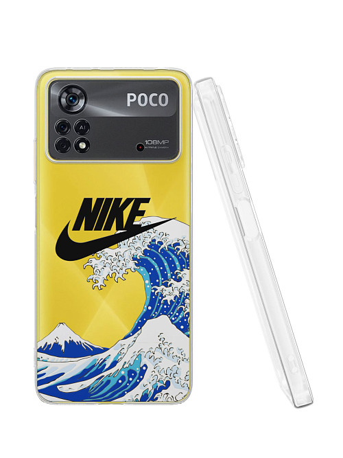 Силиконовый чехол для Poco X4 Pro (5G) "NOVEL: Nike и волна"