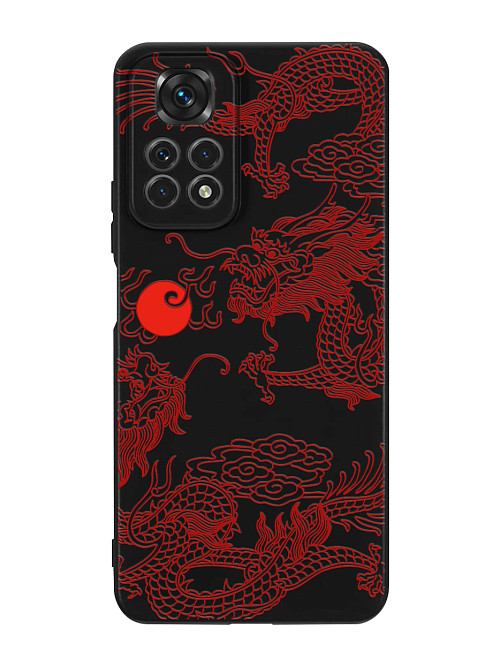 Силиконовый чехол для Xiaomi Redmi Note 11S (4G) Красный японский дракон