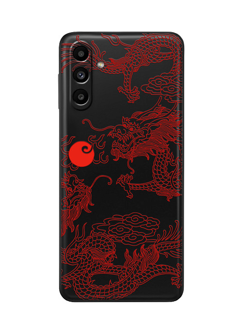 Силиконовый чехол для Samsung Galaxy A13 (4G) Красный японский дракон