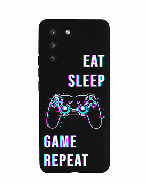 Силиконовый чехол для Samsung Galaxy S21 FE Eat Sleep Game repeat