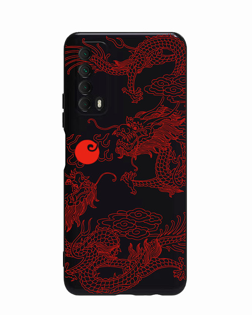 Силиконовый чехол для Huawei P Smart (2021) "Красный японский дракон"