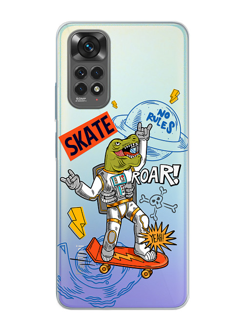 Силиконовый чехол для Xiaomi Redmi Note 11 Динозавр на скейте