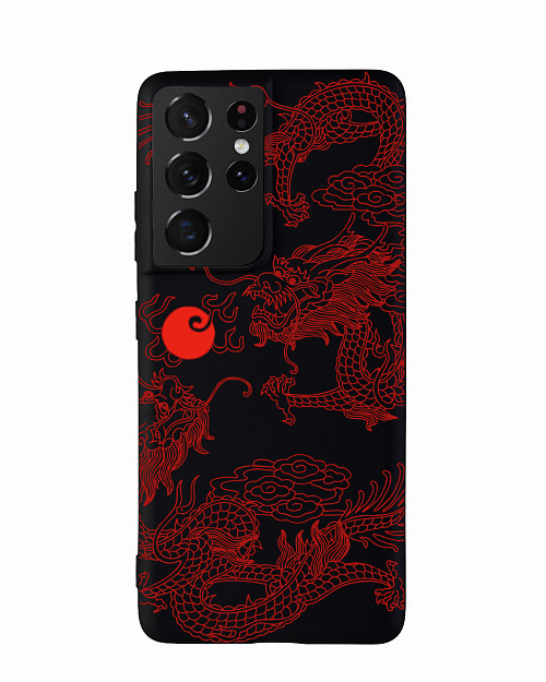 Силиконовый чехол для Samsung Galaxy S21 Ultra "Красный японский дракон"