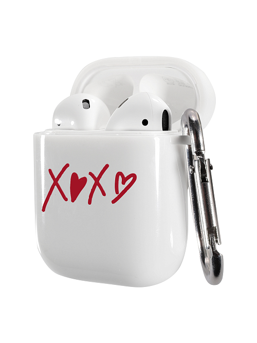 Силиконовый чехол для наушников глянцевый на AirPods 1/2 "NOVEL: XOXO"