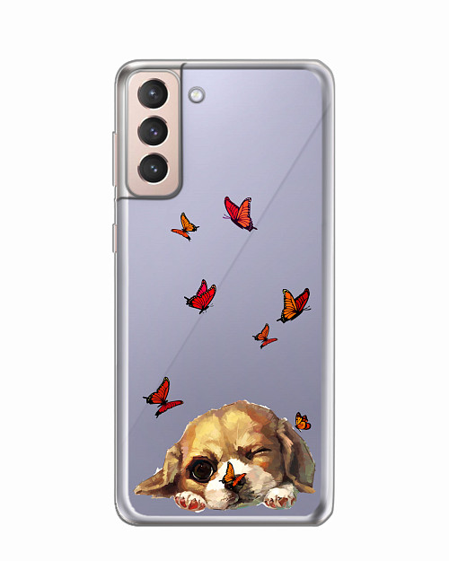 Силиконовый чехол для Samsung Galaxy S21 (5G) "Милый щенок"