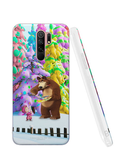 Силиконовый чехол для Xiaomi Redmi 9 "Маша и медведь: Маша художник"