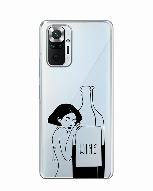 Силиконовый чехол для Xiaomi Redmi Note 10 Pro "Бутылка вина"