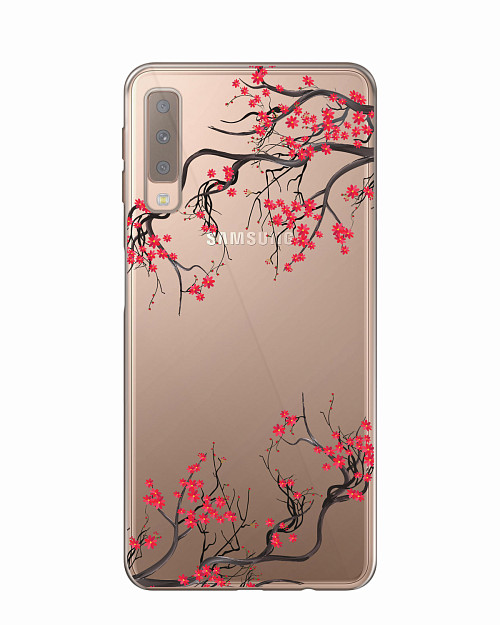 Силиконовый чехол для Samsung A7 2018 (A750) Цветы сакуры