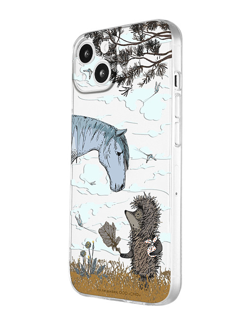 Силиконовый чехол для Apple iPhone 13 mini "Ёжик в тумане и лошадка"