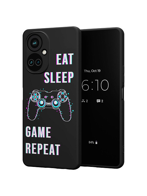 Силиконовый чехол для Tecno Camon 19 "Eat Sleep Game repeat"