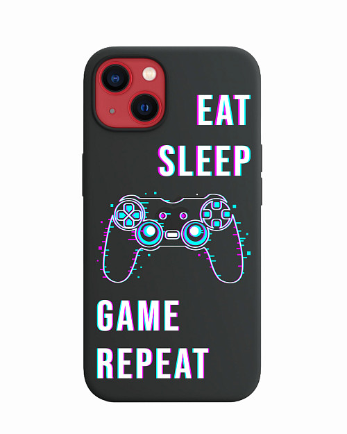 Силиконовый чехол для Apple iPhone 13 mini Eat Sleep Game repeat