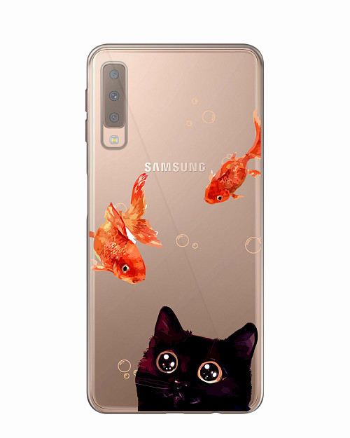 Силиконовый чехол для Samsung A7 2018 (A750) Усатый наблюдатель