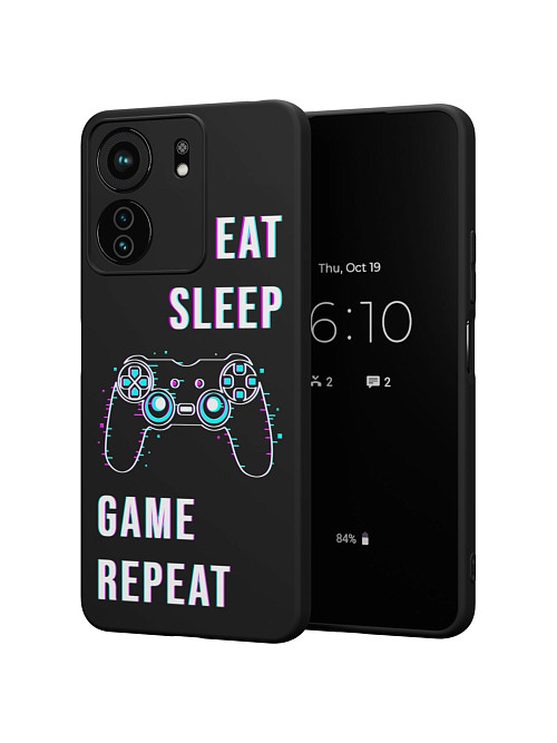 Силиконовый чехол для Xiaomi Redmi 13C "Eat Sleep Game repeat"