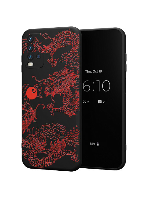 Силиконовый чехол для Xiaomi Redmi 9T "Красный японский дракон"