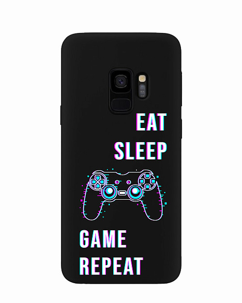 Силиконовый чехол для Samsung Galaxy S9 Eat Sleep Game repeat