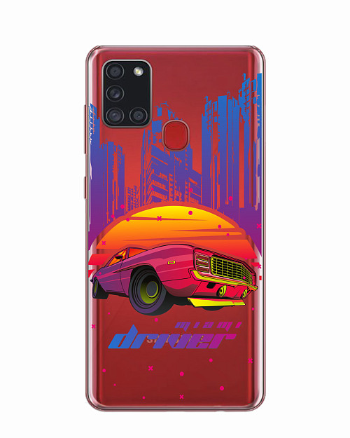 Силиконовый чехол для Samsung Galaxy A21s "Retrowave Miami"