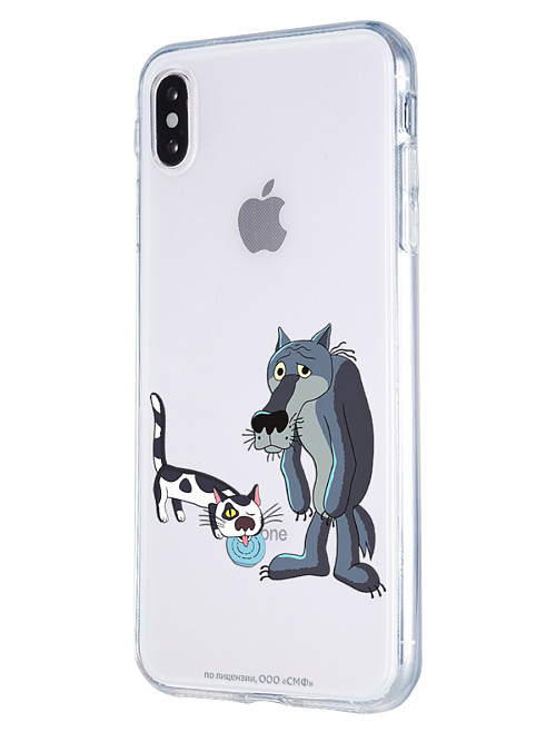Силиконовый чехол для Apple iPhone Xs "Жил был пес: Кот и волк"
