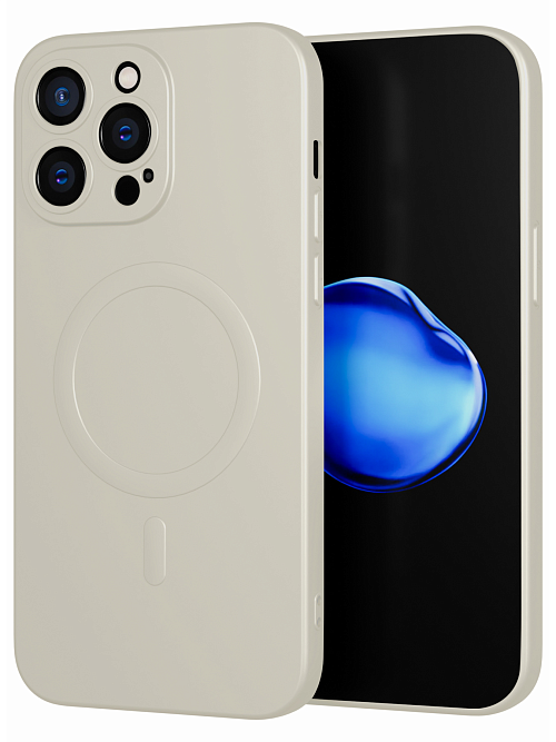 Силиконовый чехол с микрофиброй и MagSafe для Apple iPhone 14 Pro Max Белый