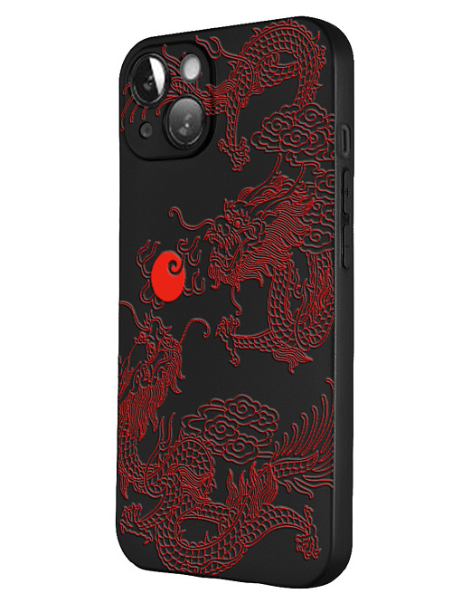 Силиконовый чехол для Apple iPhone 13 mini Красный японский дракон