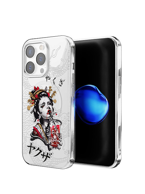 Противоударный чехол с MagSafe для Apple iPhone 15 Pro Max "Geisha Bloody"