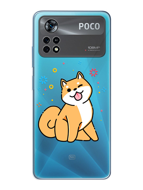 Силиконовый чехол для Poco X4 Pro (5G) Собака Сиба-ину