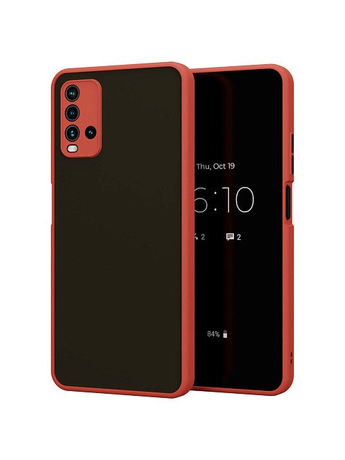 Противоударный чехол для Xiaomi Redmi 9T красный / прозрачный / черный