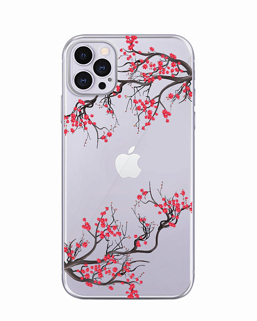 Силиконовый чехол для Apple iPhone 12 "Цветы сакуры"