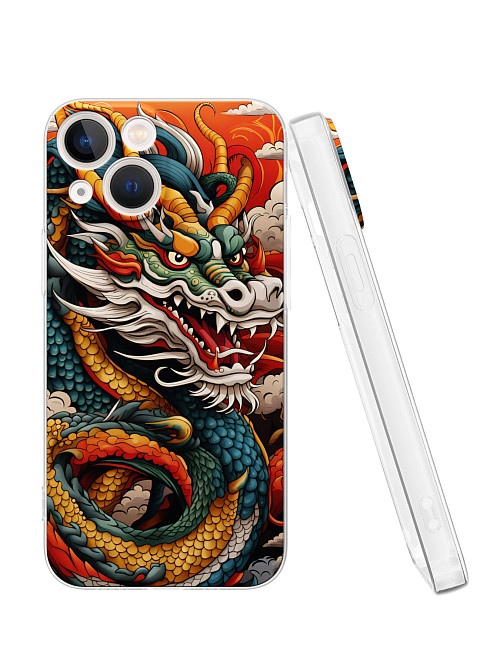 Силиконовый чехол для Apple iPhone 13 mini "Японский дракон"