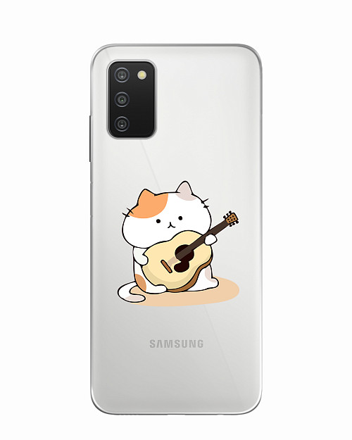 Силиконовый чехол для Samsung Galaxy A03S Усатый гитарист