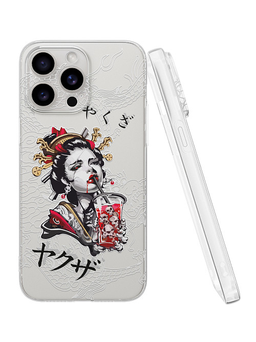 Силиконовый чехол для Apple iPhone 15 Pro Max "Geisha Bloody"