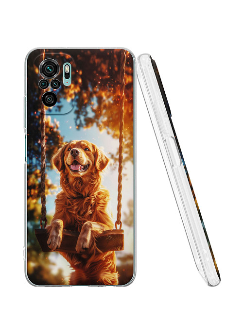 Силиконовый чехол для Xiaomi Poco M5s "Собака на качелях"