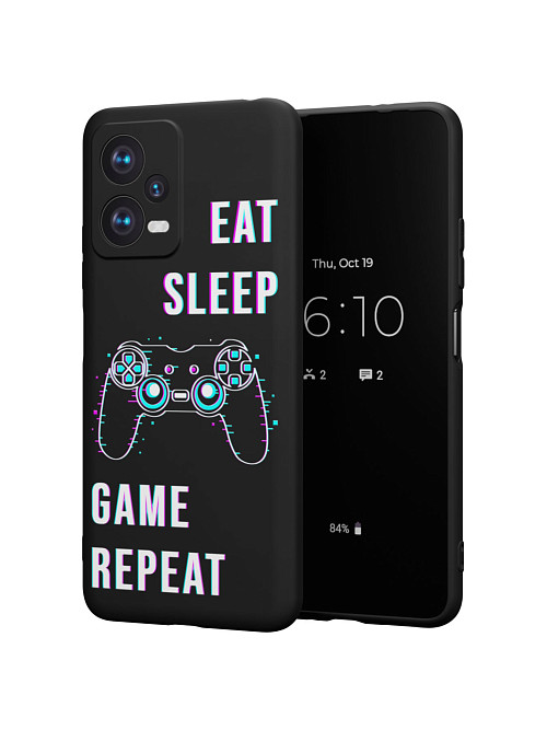 Силиконовый чехол для Xiaomi Redmi Note 12 (5G) "Eat Sleep Game repeat"