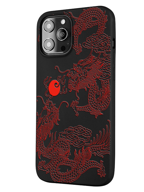 Силиконовый чехол для Apple iPhone 12 Pro Max "Красный японский дракон"