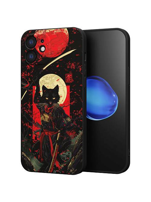 Силиконовый чехол для Apple iPhone 12 "Кот-самурай"