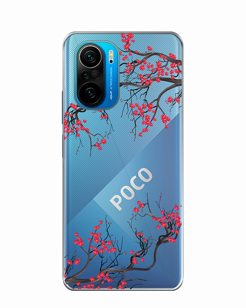 Силиконовый чехол для Poco F3 Цветы сакуры