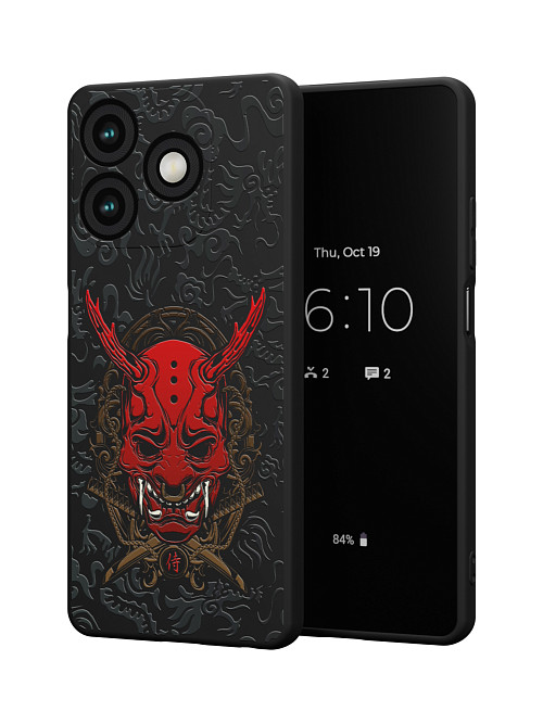 Силиконовый чехол для Tecno Spark 10 "Red Oni mask"