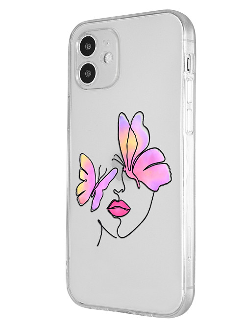 Силиконовый чехол для Apple iPhone 12 Девушка с бабочками