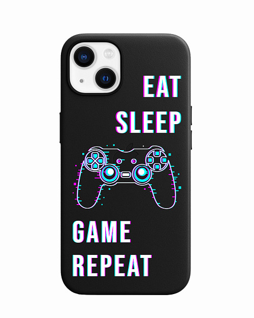 Силиконовый чехол для Apple iPhone 13 Eat Sleep Game repeat