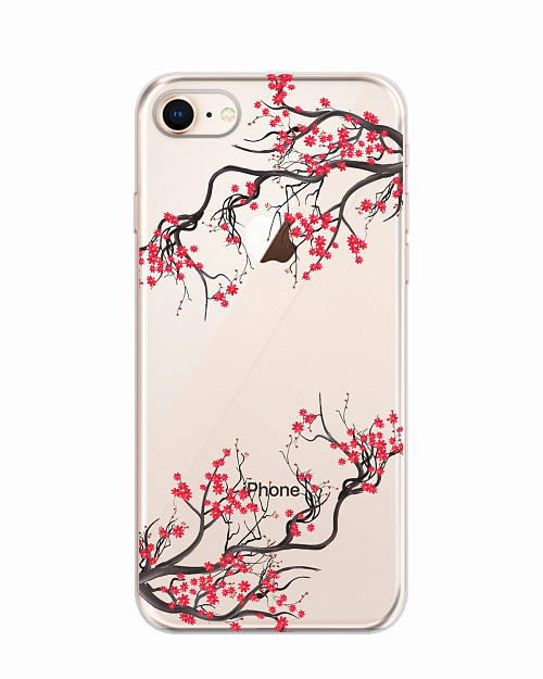 Силиконовый чехол для Apple iPhone 8 "Цветы сакуры"