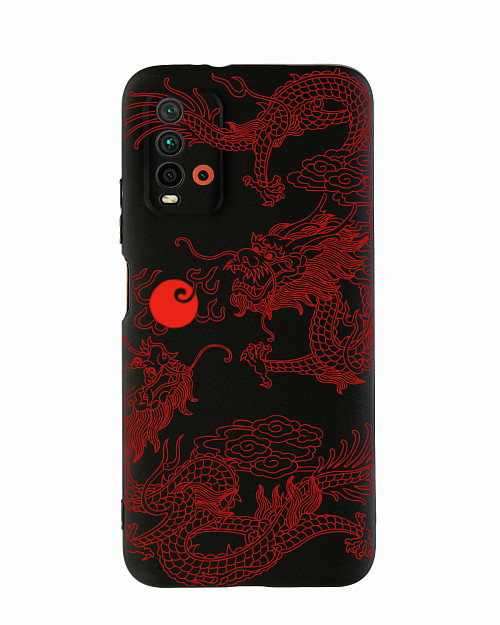 Силиконовый чехол для Xiaomi Redmi 9T "Красный японский дракон"