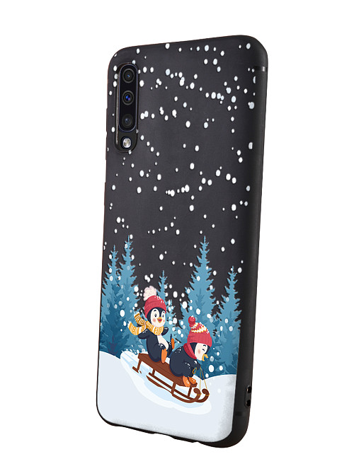 Силиконовый чехол для Samsung Galaxy A30S "Пингвины на санках"