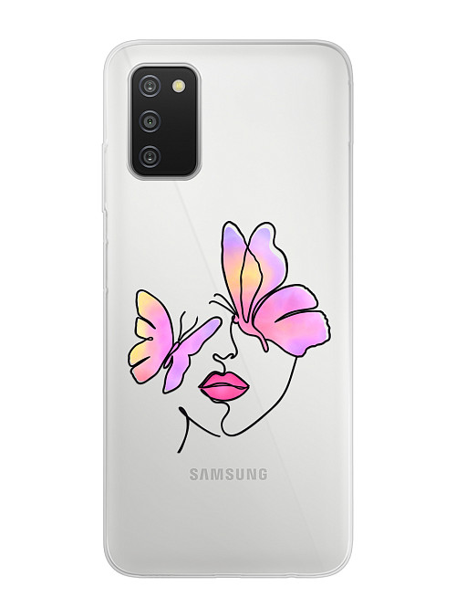 Силиконовый чехол для Samsung Galaxy A03S Девушка с бабочками