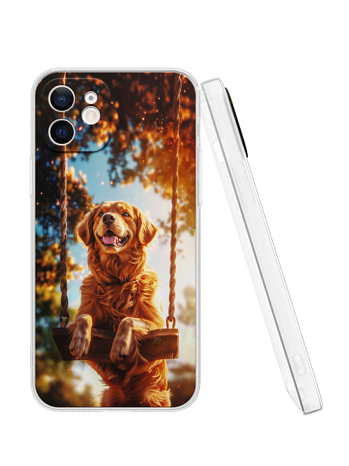 Силиконовый чехол для Apple iPhone 12 "Собака на качелях"