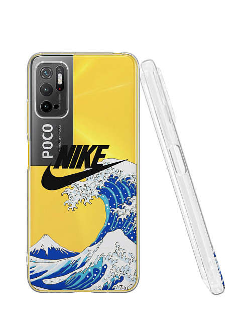 Силиконовый чехол для Poco M3 Pro "NOVEL: Nike и волна"