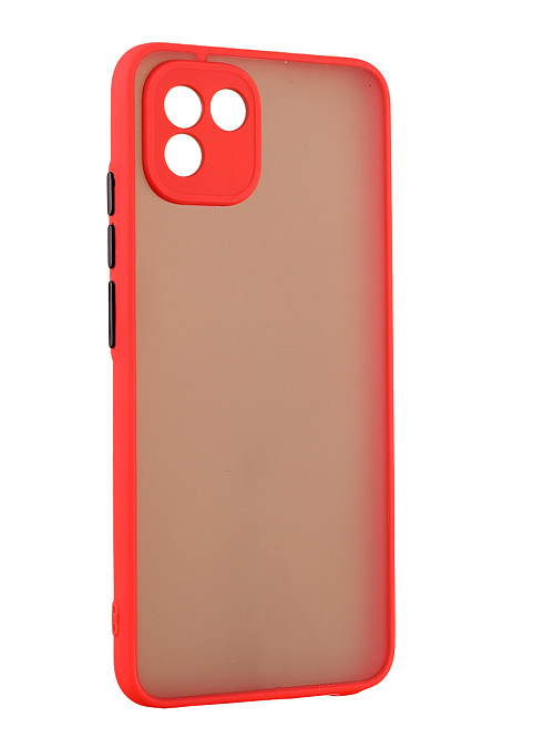 Противоударный чехол для Samsung Galaxy A03 красный / прозрачный / черный